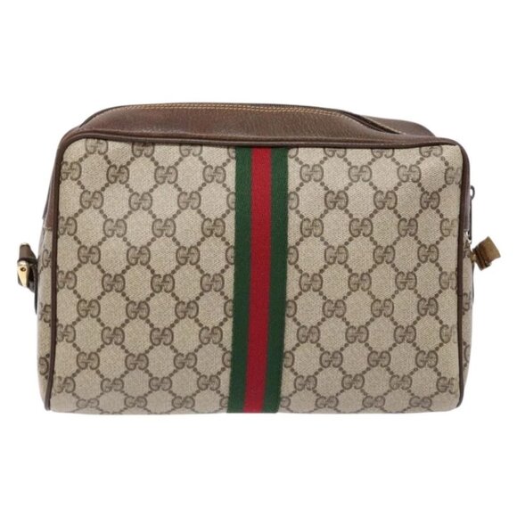 GUCCI GG Supreme Web Sherry Line Shoulder Bag PVC Beige 001 4071 5 Auth gh717 - Picture 2 of 15